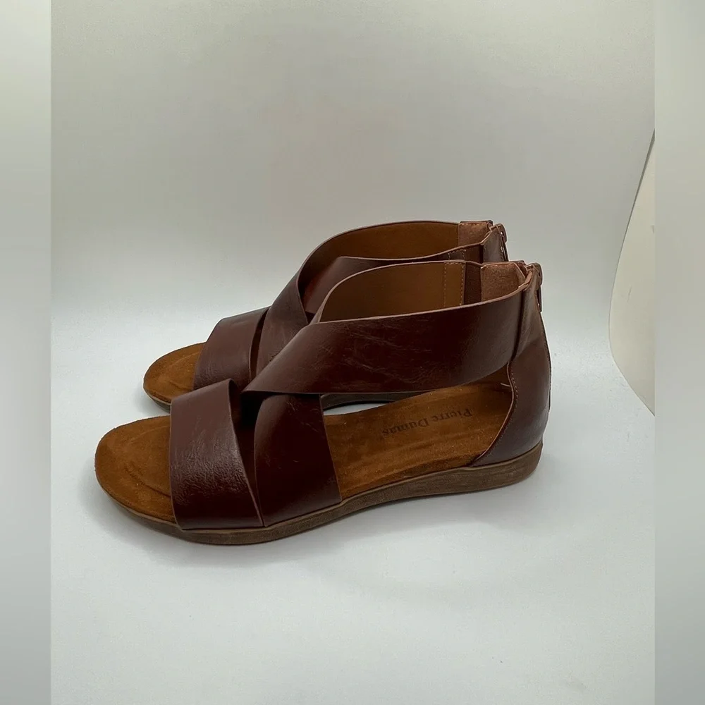 Pierre Dumas Women's Kori Faux Leather Dark Brown Flat Sandals Size 9 - Picture 11 of 14